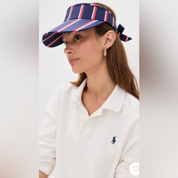 Lele Sadoughi Striped Cotton Bow Tie Visor hat